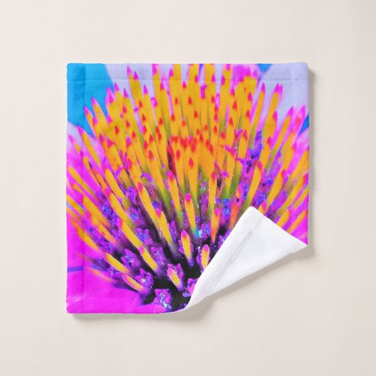 抽象芸術マクロのホットピンクとイエローコンフロアー ウォッシュタオル (ウォッシュタオル)