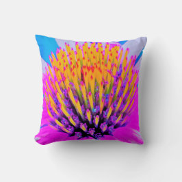 抽象芸術マクロのホットピンクとイエローコンフロアー クッション