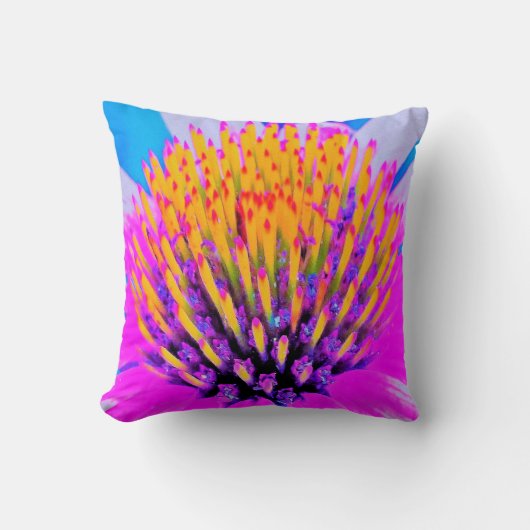 抽象芸術マクロのホットピンクとイエローコンフロアー クッション (正面)
