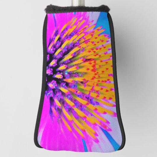 抽象芸術マクロのホットピンクとイエローコンフロアー ゴルフヘッドカバー (回転90)