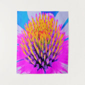 抽象芸術マクロのホットピンクとイエローコンフロアー タペストリー (正面)