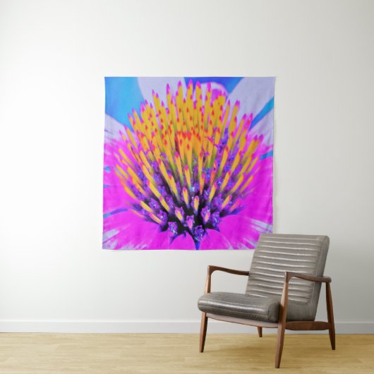 抽象芸術マクロのホットピンクとイエローコンフロアー タペストリー (インサイチュ)
