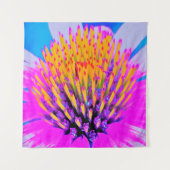 抽象芸術マクロのホットピンクとイエローコンフロアー タペストリー (正面)
