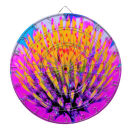 抽象芸術マクロのホットピンクとイエローコンフロアー ダーツボード