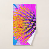 抽象芸術マクロのホットピンクとイエローコンフロアー バスタオルセット (ハンドタオル)