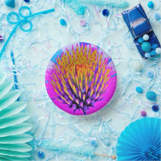 抽象芸術マクロのホットピンクとイエローコンフロアー ペーパーボウル (パーティー)