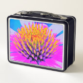 抽象芸術マクロのホットピンクとイエローコンフロアー メタルランチボックス (裏面)