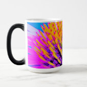 抽象芸術マクロのホットピンクとイエローコンフロアー モーフィングマグカップ (左)