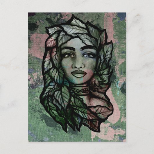抽象芸術マザーアースガイア女神グリーンウィッチ ポストカード (正面)