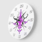 抽象芸術マスクトライバルタトゥーデザイン – ピンク ラージ壁時計 (傾斜)