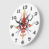 抽象芸術マスクトライバルタトゥーデザイン – 赤 ラージ壁時計 (傾斜)