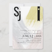 抽象芸術マスタード赤面ブラシストローク結婚ズスイート 招待状 (正面)