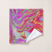 抽象芸術マゼンクールタおよび赤Groovyレトロ バスタオルセット (ウォッシュタオル)