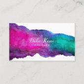 抽象芸術マゼンタおよびアクア水彩名刺 名刺 (正面)