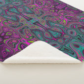 抽象芸術マゼンタおよびティール（緑がかった色）ブルーGroovyパターン シェルパブランケット (3/4)