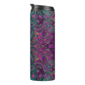 抽象芸術マゼンタおよびティール(緑がかった色)ブルーGroovyパターン タンブラー (回転右)