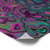 抽象芸術マゼンタおよびティール（緑がかった色）ブルーGroovyパターン ポスター (角)