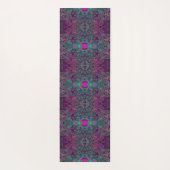 抽象芸術マゼンタおよびティール（緑がかった色）ブルーGroovyパターン ヨガマット (裏面)