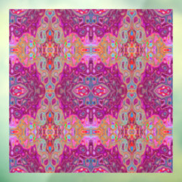 抽象芸術マゼンタピンク、青および赤のGroovyパターン ウィンドウサイン