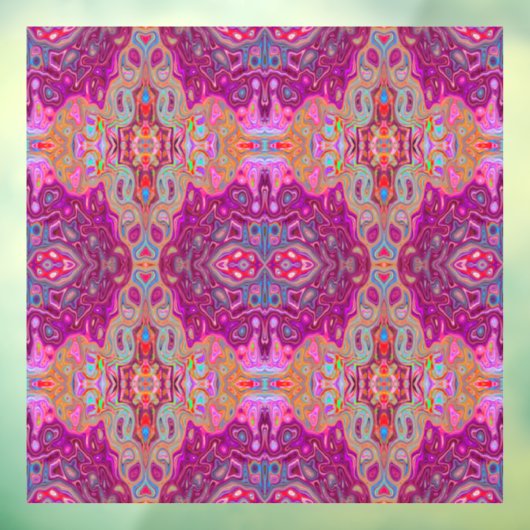 抽象芸術マゼンタピンク、青および赤のGroovyパターン ウィンドウサイン (シート3)