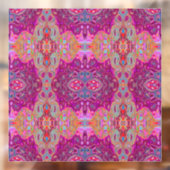 抽象芸術マゼンタピンク、青および赤のGroovyパターン ウィンドウサイン (シート2)