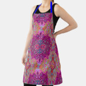 抽象芸術マゼンタピンク、青および赤のGroovyパターン エプロン (インサイチュ)