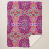 抽象芸術マゼンタピンク、青および赤のGroovyパターン シェルパブランケット (正面)