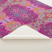 抽象芸術マゼンタピンク、青および赤のGroovyパターン シェルパブランケット (3/4)