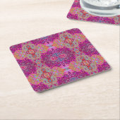 抽象芸術マゼンタピンク、青および赤のGroovyパターン スクエアペーパーコースター (アングル)