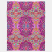 抽象芸術マゼンタピンク、青および赤のGroovyパターン フリースブランケット (正面)