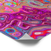 抽象芸術マゼンタピンク、青および赤のGroovyパターン ポスター (角)