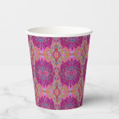抽象芸術マゼンタピンク、青および赤のGroovyパターン 紙コップ (正面)