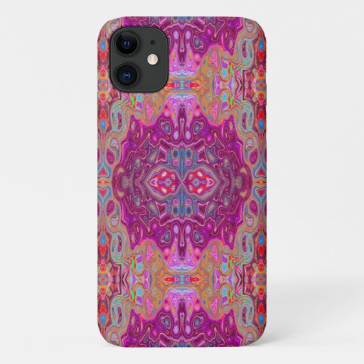 抽象芸術マゼンタピンク、青および赤のGroovyパターン Case-Mate iPhoneケース (裏面)