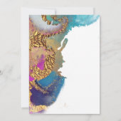 抽象芸術マゼンタブルー日付保存 招待状 (裏面)