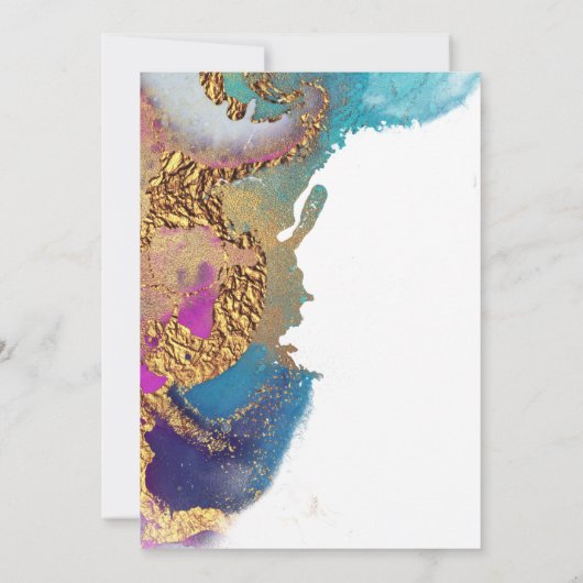 抽象芸術マゼンタブルー日付保存 招待状 (裏面)