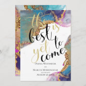 抽象芸術マゼンタブルー日付保存 招待状 (正面/裏面)