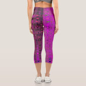 抽象芸術マゼンタレトロブーメランウェーブ カプリレギンス (裏面)