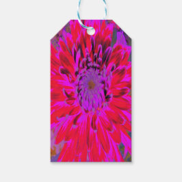 抽象芸術マゼンタ、紫、赤のダリアの花 ギフトタグ