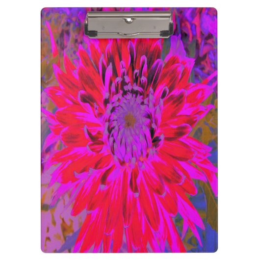 抽象芸術マゼンタ、紫、赤のダリアの花 クリップボード (正面)