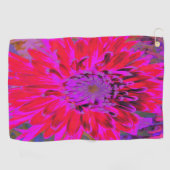 抽象芸術マゼンタ、紫、赤のダリアの花 ゴルフタオル (横)