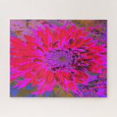 抽象芸術マゼンタ、紫、赤のダリアの花 ジグソーパズル (横)