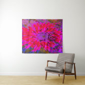 抽象芸術マゼンタ、紫、赤のダリアの花 タペストリー (インサイチュ(横))