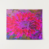 抽象芸術マゼンタ、紫、赤のダリアの花 タペストリー (正面(横))
