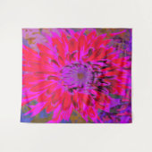 抽象芸術マゼンタ、紫、赤のダリアの花 タペストリー (正面(横))