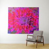 抽象芸術マゼンタ、紫、赤のダリアの花 タペストリー (インサイチュ(横))