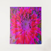抽象芸術マゼンタ、紫、赤のダリアの花 タペストリー (正面)