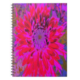 抽象芸術マゼンタ、紫、赤のダリアの花 ノートブック