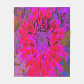 抽象芸術マゼンタ、紫、赤のダリアの花 フリースブランケット (正面)
