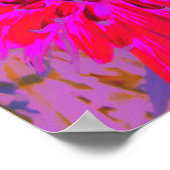 抽象芸術マゼンタ、紫、赤のダリアの花 ポスター (角)