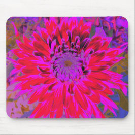 抽象芸術マゼンタ、紫、赤のダリアの花 マウスパッド